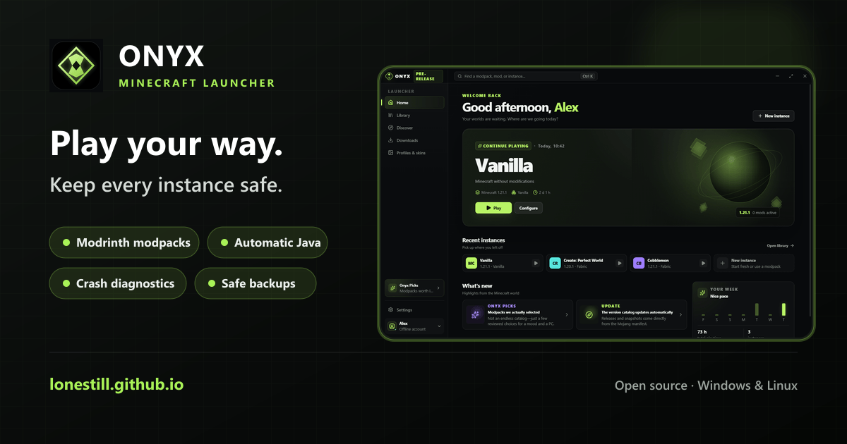 Onyx Launcher ? open-source Minecraft launcher for Windows and Linux